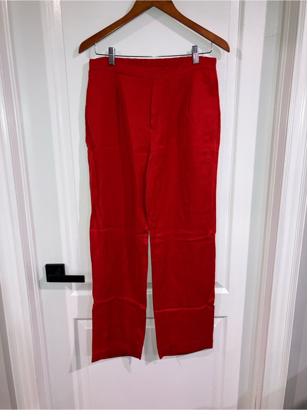 H&M Red/Orange Linen Blend Straight Leg Trousers - size 10